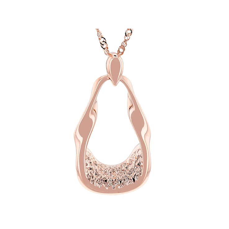 Copper Wavy Texture Pendant Necklace