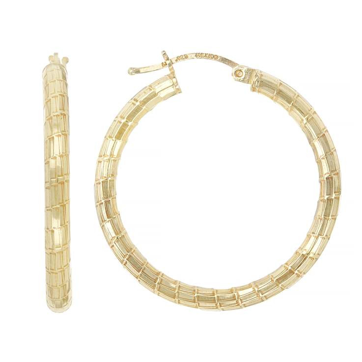Medium Diamond-Cut Hoop Earrings In 18K Gold Over Sterling Silver