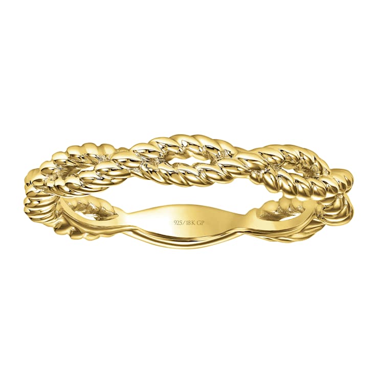 Rope Twist Stacking Ring In 18K Gold Over Sterling Silver