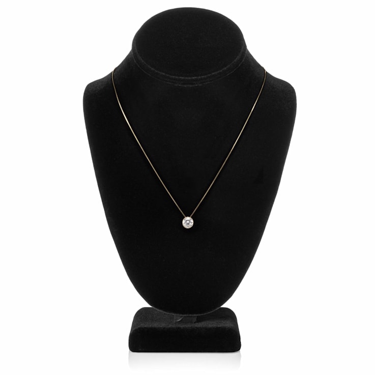 White Cubic Zirconia 14k Yellow Gold Pendant With Chain 1.50ctw