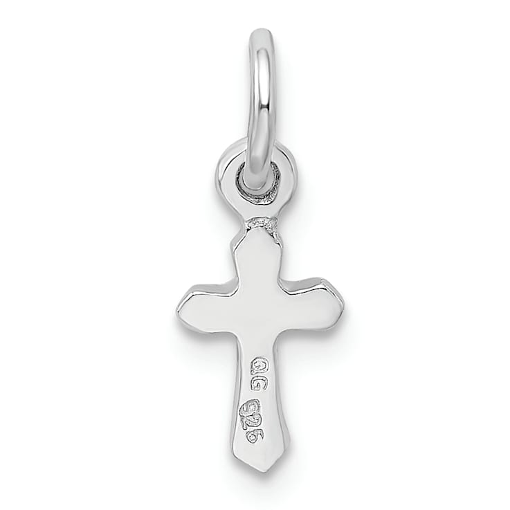 Rhodium Over Sterling Silver Child's February Purple Preciosca Crystal
Cross Pendant