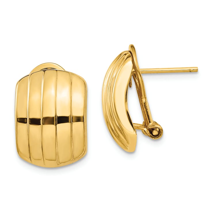 14k Yellow Gold Polished Ribbed Stud Earrings