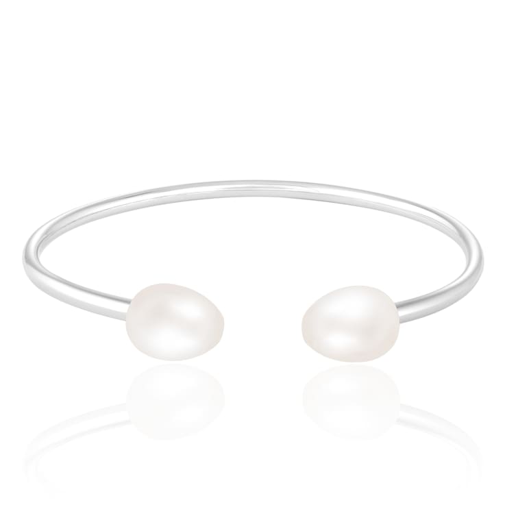 7.5-8mm White Cultured Freshwater Pearl Silver  Bracelet