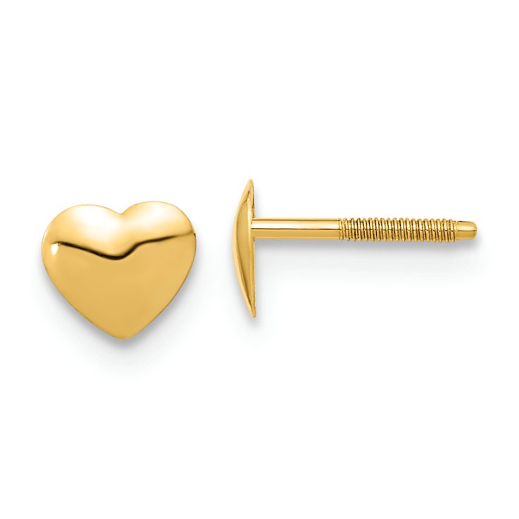 14k Yellow Gold Children's Heart Stud Earrings