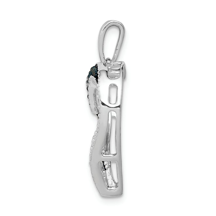 Rhodium Over 14k White Gold Blue and White Diamond Heart Pendant