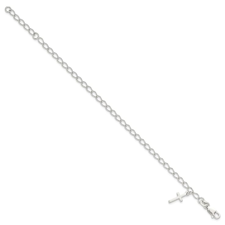 Sterling Silver Polished Latin Cross Charm with 1-inch Extensions
Children's Bracelet