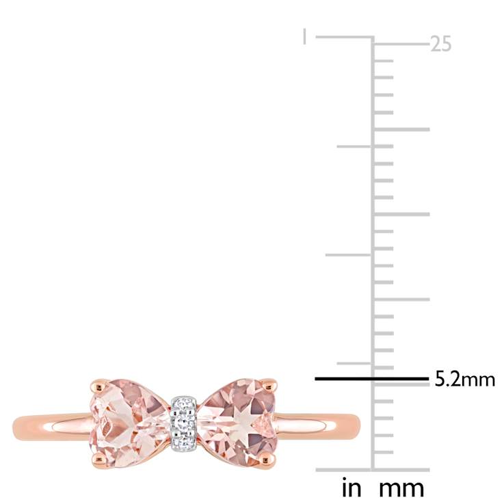 Morganite and Diamond 10K Rose Gold Bow Ring 1.015ctw