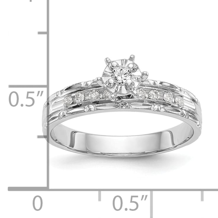 Rhodium Over 14K White Gold AA Quality Trio Engagement Ring 0.13ctw