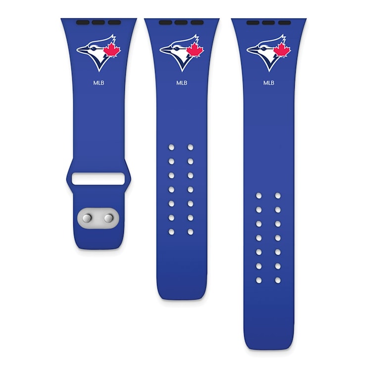 Gametime MLB Toronto Blue Jays Blue Silicone Apple Watch Band (42/44mm
M/L). Watch not included.