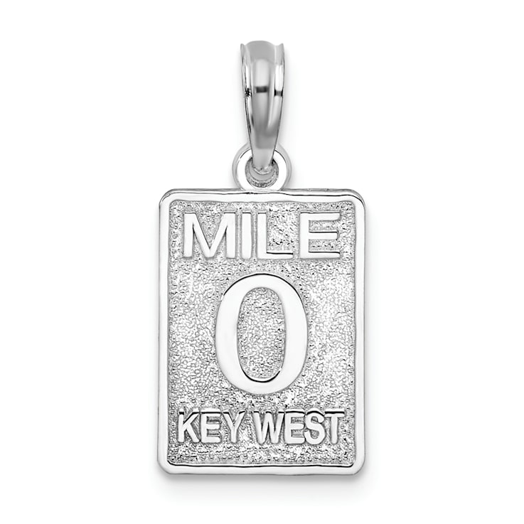 Rhodium Over Sterling Silver Polished 0 Mile Marker Key West Pendant