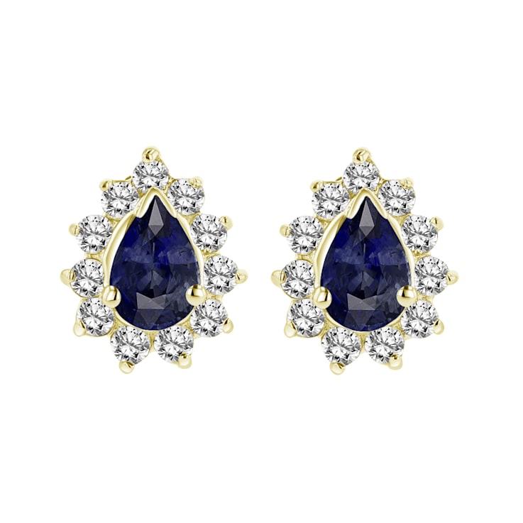 0.70ctw Sapphire and Diamond Earrings in 14k Yellow Gold