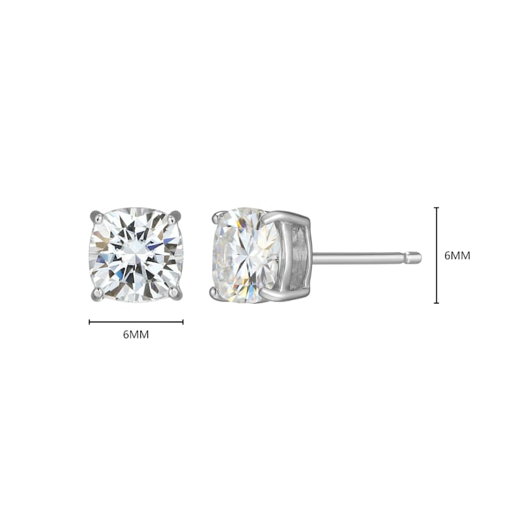 Square Cushion Cut Moissanite Platineve Stud Earrings 2.20ctw DEW