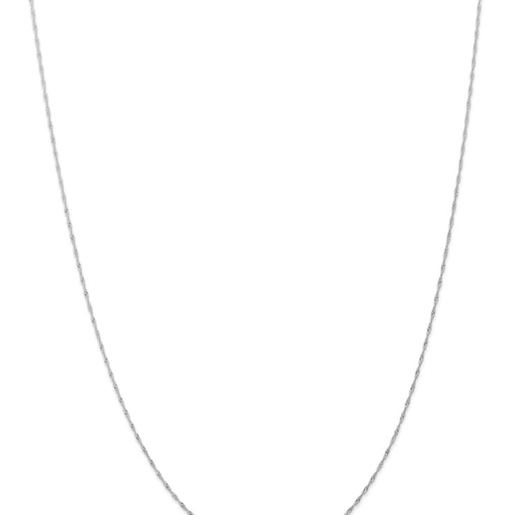 Rhodium Over 14k White Gold 1mm Solid Singapore 24 Inch Chain