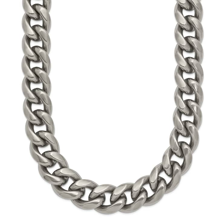 Titanium 10mm Solid Polished Curb 24 Inch Chain