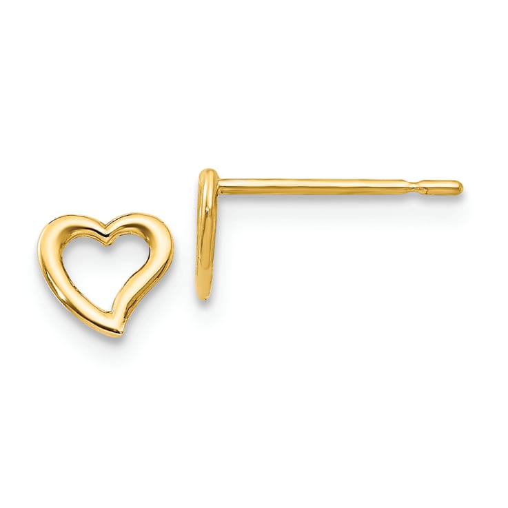 14k Yellow Gold Children's 5mm Heart Stud Earrings