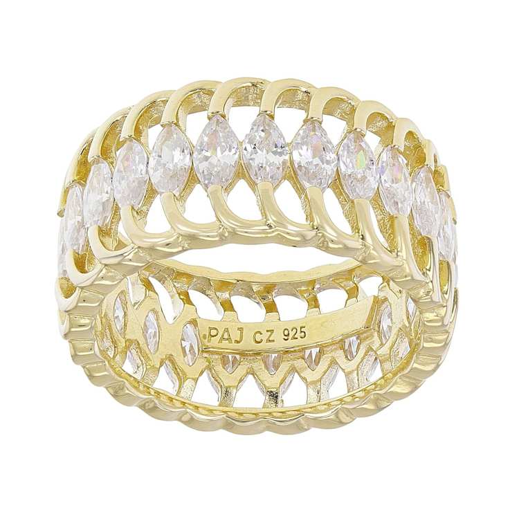 White Cubic Zirconia 18k Yellow Gold Over Sterling Silver Eternity Band
Ring 5.95ctw