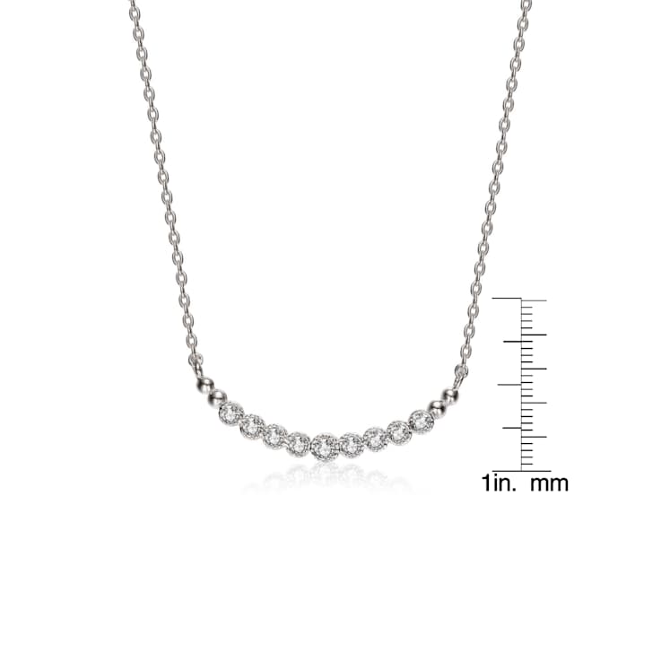CZ Bar Necklace In Sterling Silver 16 Inch