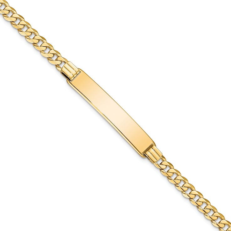14k Yellow Gold Polished Curb Link ID Bracelet