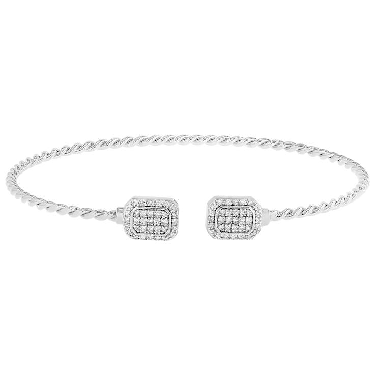 Lab-Grown Diamond Twisted Rope Bangle In Sterling Silver