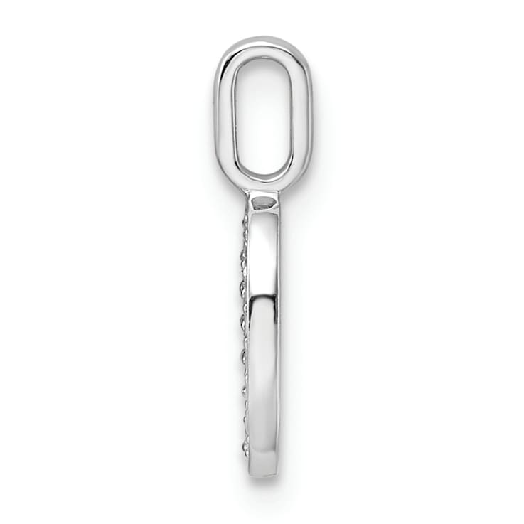 Rhodium Over 14k White Gold Diamond Number 0 Pendant