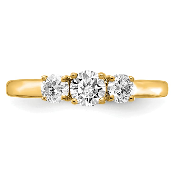 14K Yellow Gold Lab Grown Diamond SI1/SI2, G H I, 3-Stone Engagement Ring