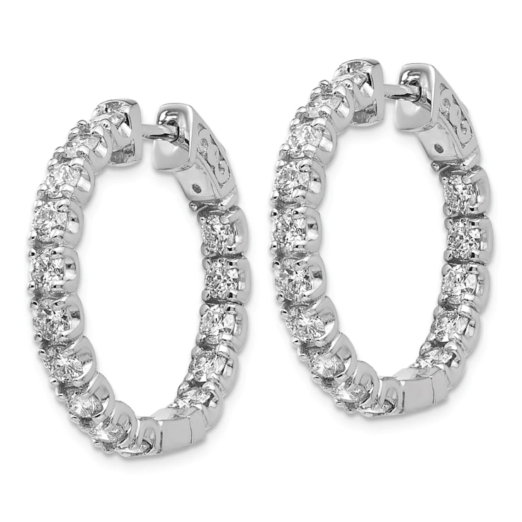 Rhodium Over 14K White Gold Oro Spotlight Lab Grown Diamond SI+, H+,
Hoop with Safety Clasp Earrings