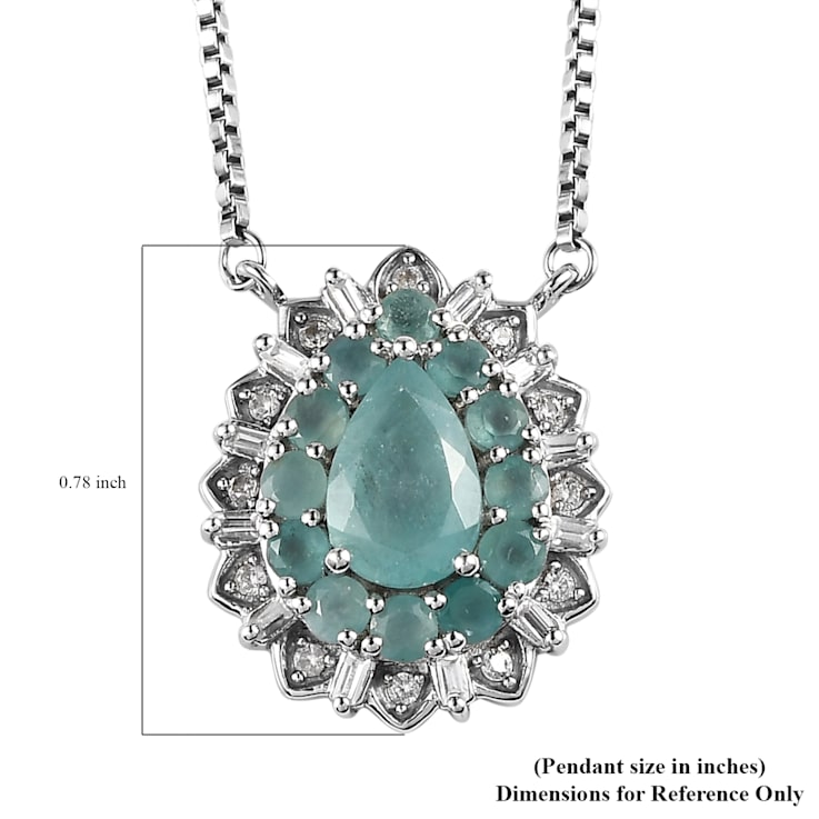 Sterling Silver Mixed Grandidierite and White Zircon Necklace 2.76ctw 11P12A