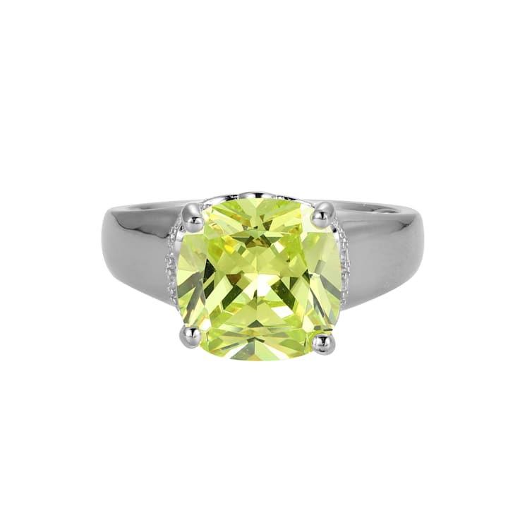 Green And White Cubic Zirconia Platinum Over Silver August Birthstone
Ring 6.98ctw