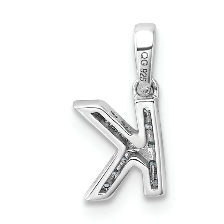 14K White Gold Diamond Letter K Initial with Bail Pendant