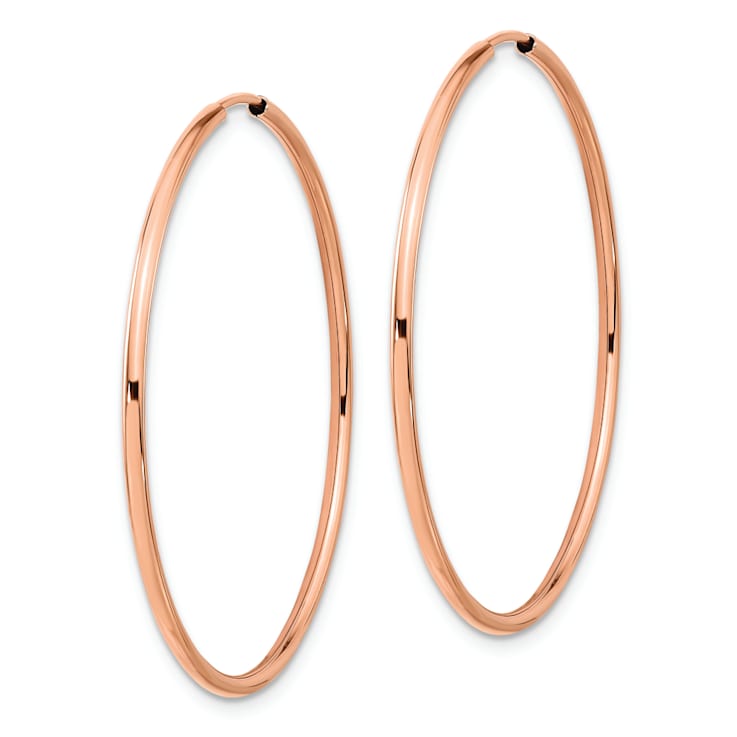 14k Rose Gold Polished 1 5/8" Endless Hoop Earrings