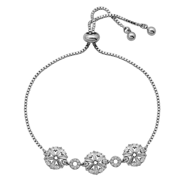 White Cubic Zirconia Rhodium Over Brass Bolo Bracelet 5.29ctw