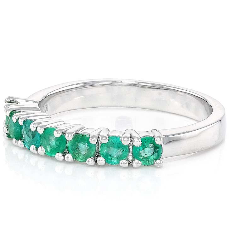 Emerald Band Ring In Sterling Silver 0.65ctw
