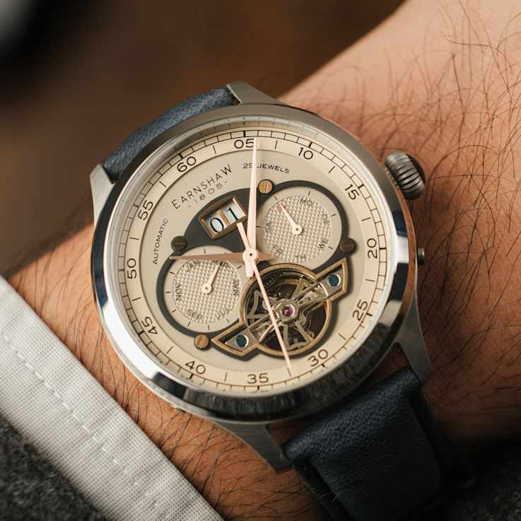 Thomas Earnshaw Baron Grand Date Calendar Open Heart Automatic