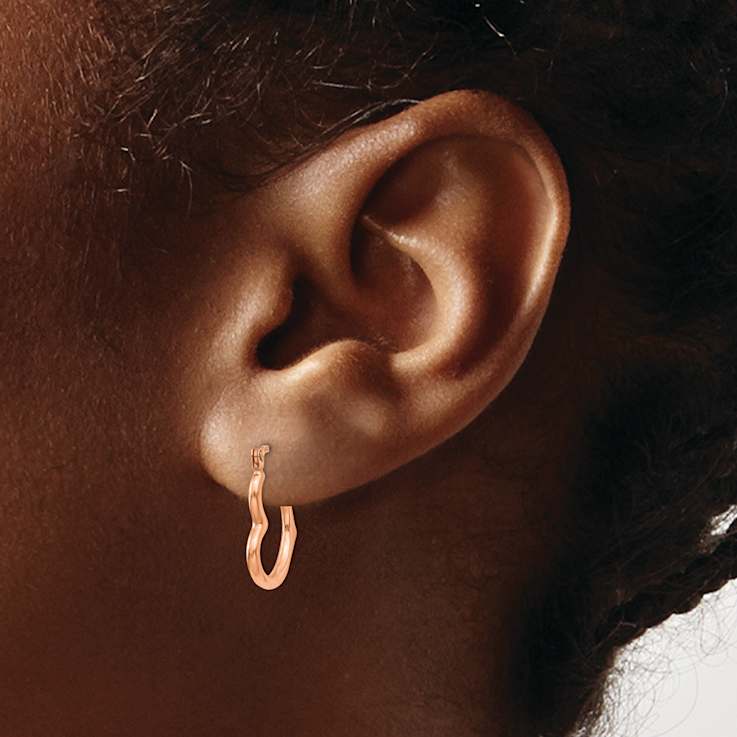 14k Rose Gold 5/8" Heart Shaped Hoop Earrings