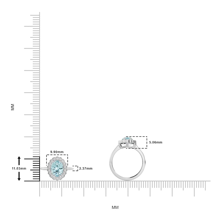 14K White Gold Aquamarine and Diamond Ring 1.05 ctw