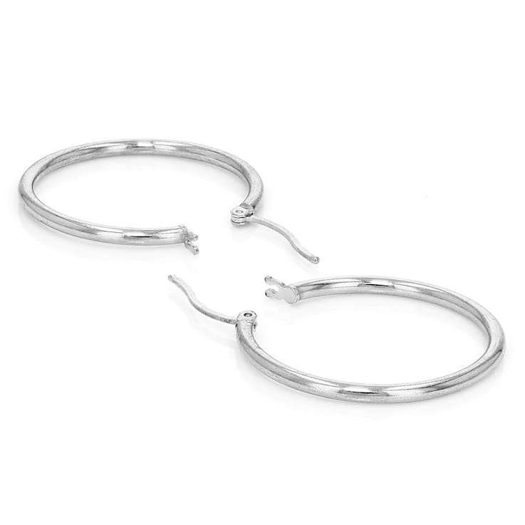 Classic Polished Hoop Earrings In Sterling Silver 1.0"