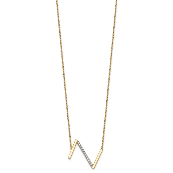 14k Yellow Gold and Rhodium Over 14k Yellow Gold Sideways Diamond
Initial Z Pendant 18 Inch Necklace