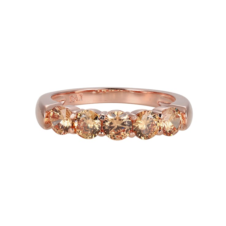 Champagne Cubic Zirconia 18k Rose Gold Over Sterling Silver Ring 2.02ctw
