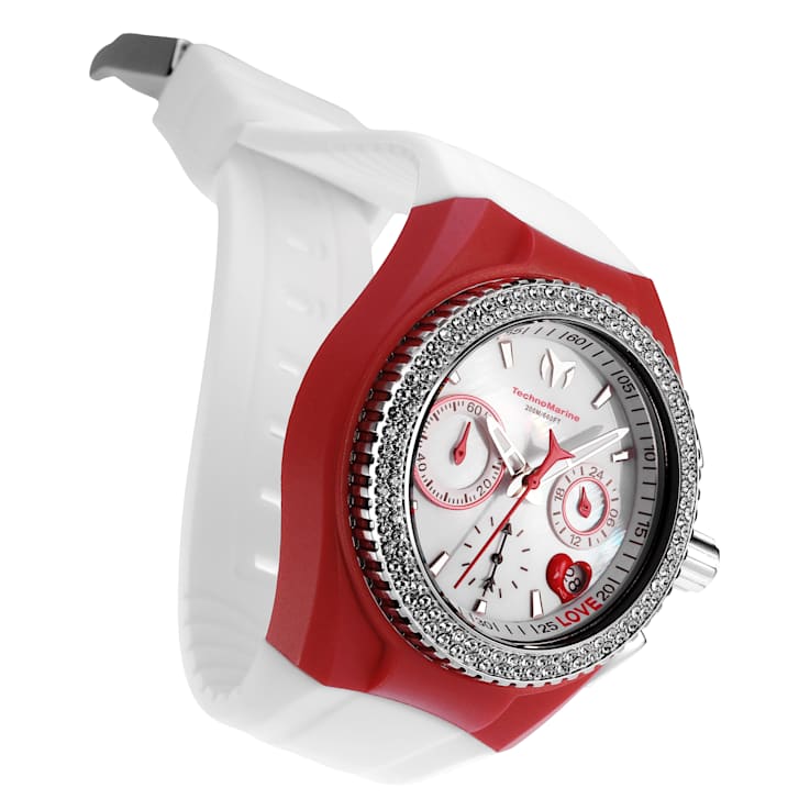Technomarine Cruise Valentine 40mm White Dial Crystal Accents White
Silicone Strap Quartz Watch