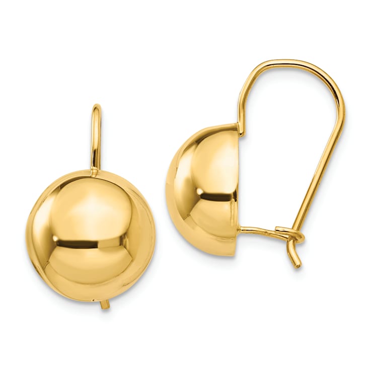 14K Yellow Gold Half Ball Dangle Earrings