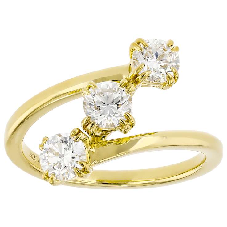 Symbolic Lab-Grown Diamond Three-Stone Ring 1ctw In 14K Gold Over
Sterling Silver