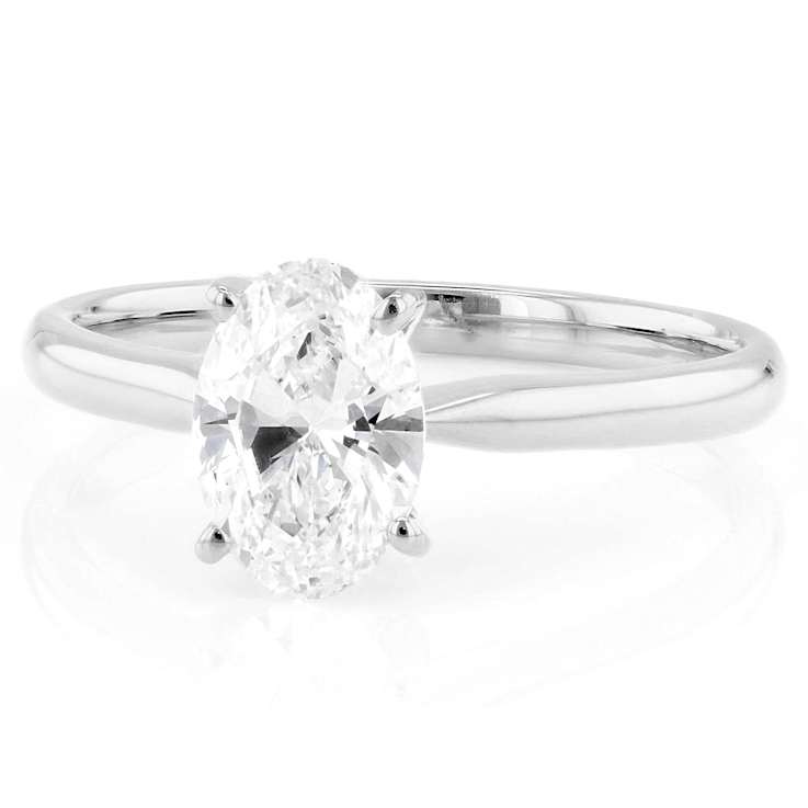 Lab-Grown Diamond Oval Solitaire Ring In 14K White Gold 1.10ct
