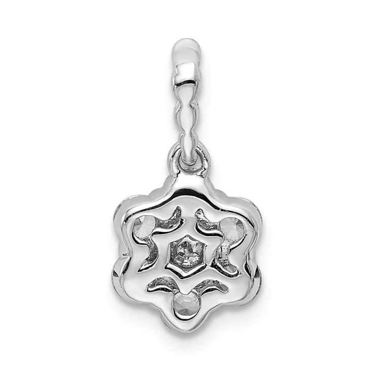 Rhodium Over 14K Gold Lab Grown Diamond SI1/SI2, G H I, Floral Pendant 0.62ctw