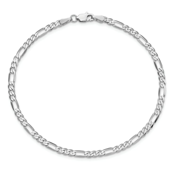 14K White Gold 3.0mm Flat Figaro Chain Bracelet