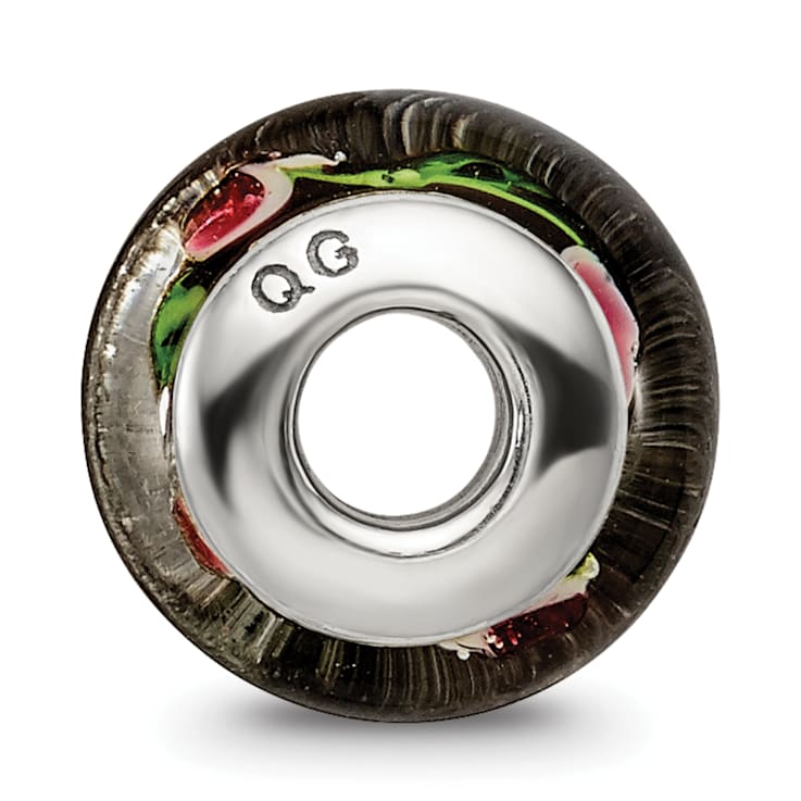 Sterling Silver Black Hand-blown Glass Bead