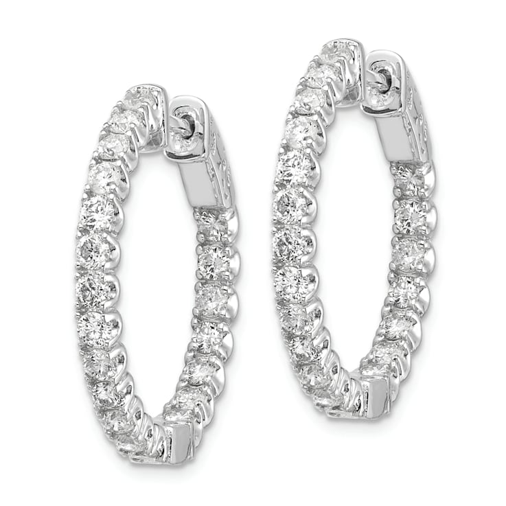 Rhodium Over 14K White Gold Oro Spotlight Lab Grown Diamond SI+, H+,
Hoop with Safety Clasp Earrings