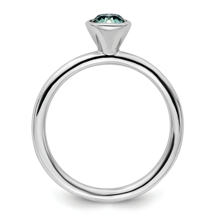 Sterling Silver Stackable Expressions High 5mm Blue Crystal Ring