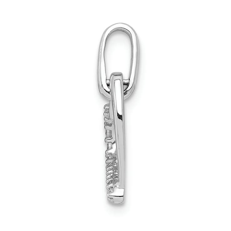 Rhodium Over 14K White Gold 1/15ctw Diamond Heart Pendant