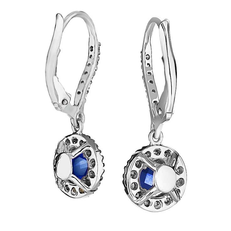 0.52ctw Sapphire and Diamond Earrings in 14k White Gold