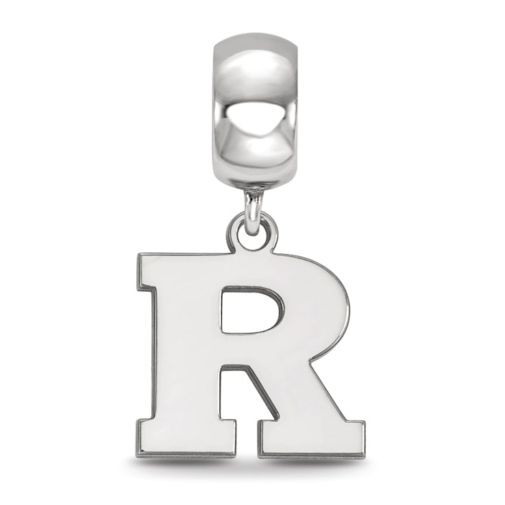 Sterling Silver Rhodium-plated LogoArt Rutgers University Small Dangle Bead